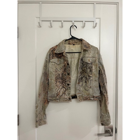 Just Cavalli Jackets & Blazers - Vintage Just Cavalli Artsy Distressed Y2K Punk Euro Italian Jacket Streetwear